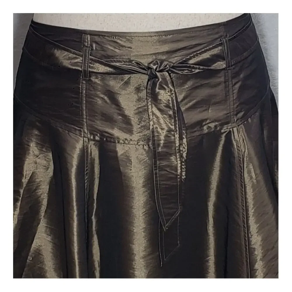 Bisou Bisou Y2K Metallic Bronze Mesh Tiered A-Line Skirt Women’s Plus Size 18